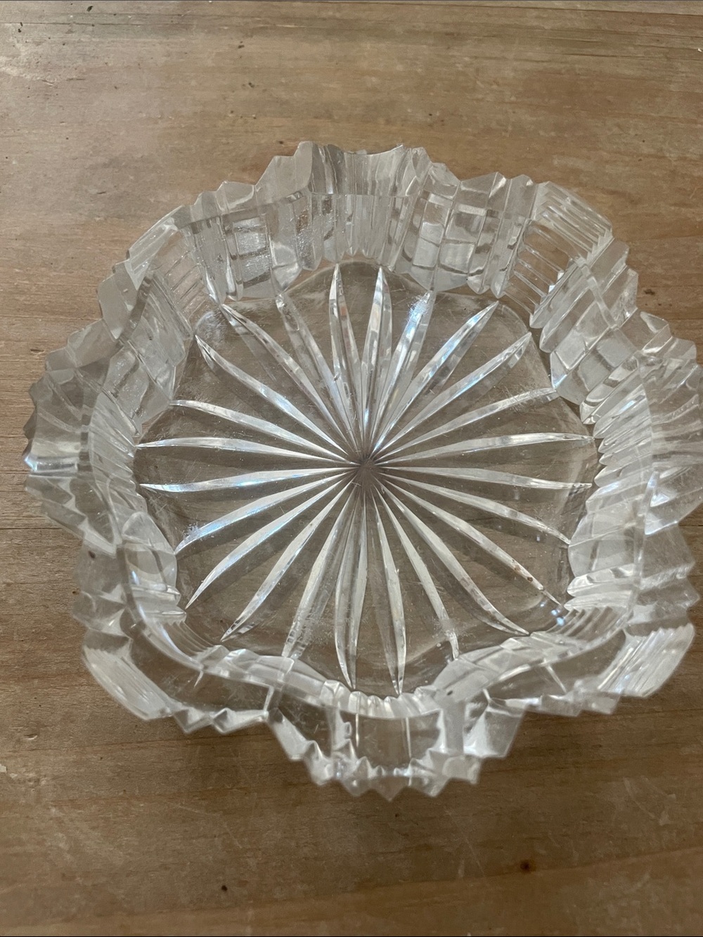 Cut Glass vintage heavy ash tray - Clear Crystal Look